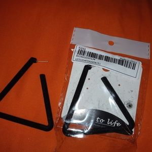 Black triangle earrings 2.6 in height and 2.6 in width